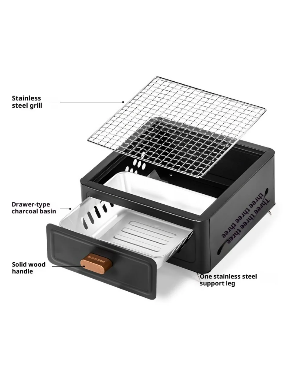 Grill de table d'extérieur pour chien noir, rôtissoire portable hibachi, ensemble de barbecue, cuiseur à thé, usage domestique