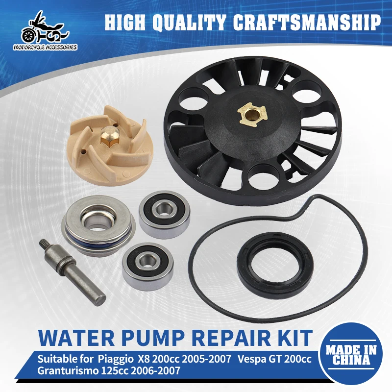 

SJ Motorcycle Parts Scooter Water Pump Repair Kit Impeller Shaft Seal Bearing For Piaggio Beverly Rst 125 X8 X9 Evolution 200cc