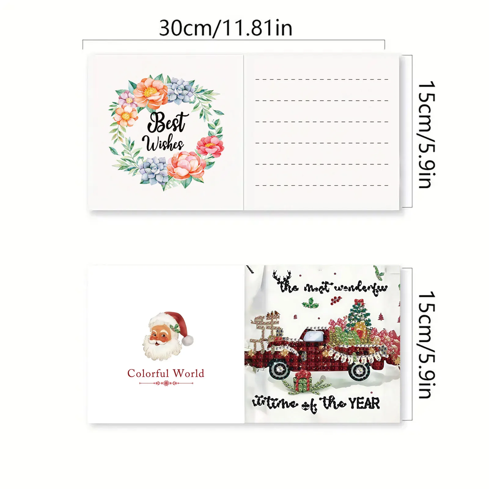 6pcs/set DIY Diamond Art Christmas Cards Sets Expressing Warm Wishes Diamond Painting Greeting Cards for Christmas New Year