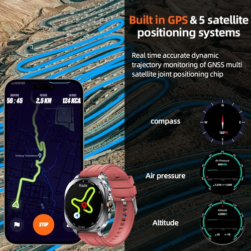 Imagen 2 del producto Reloj inteligente LIGE GPS Premium con Bluetooth militar, llamadas, deportes al aire libre, resistente al agua 3ATM, pantalla AMOLED de 1,43 pulgadas, nuevo reloj inteligente para hombres