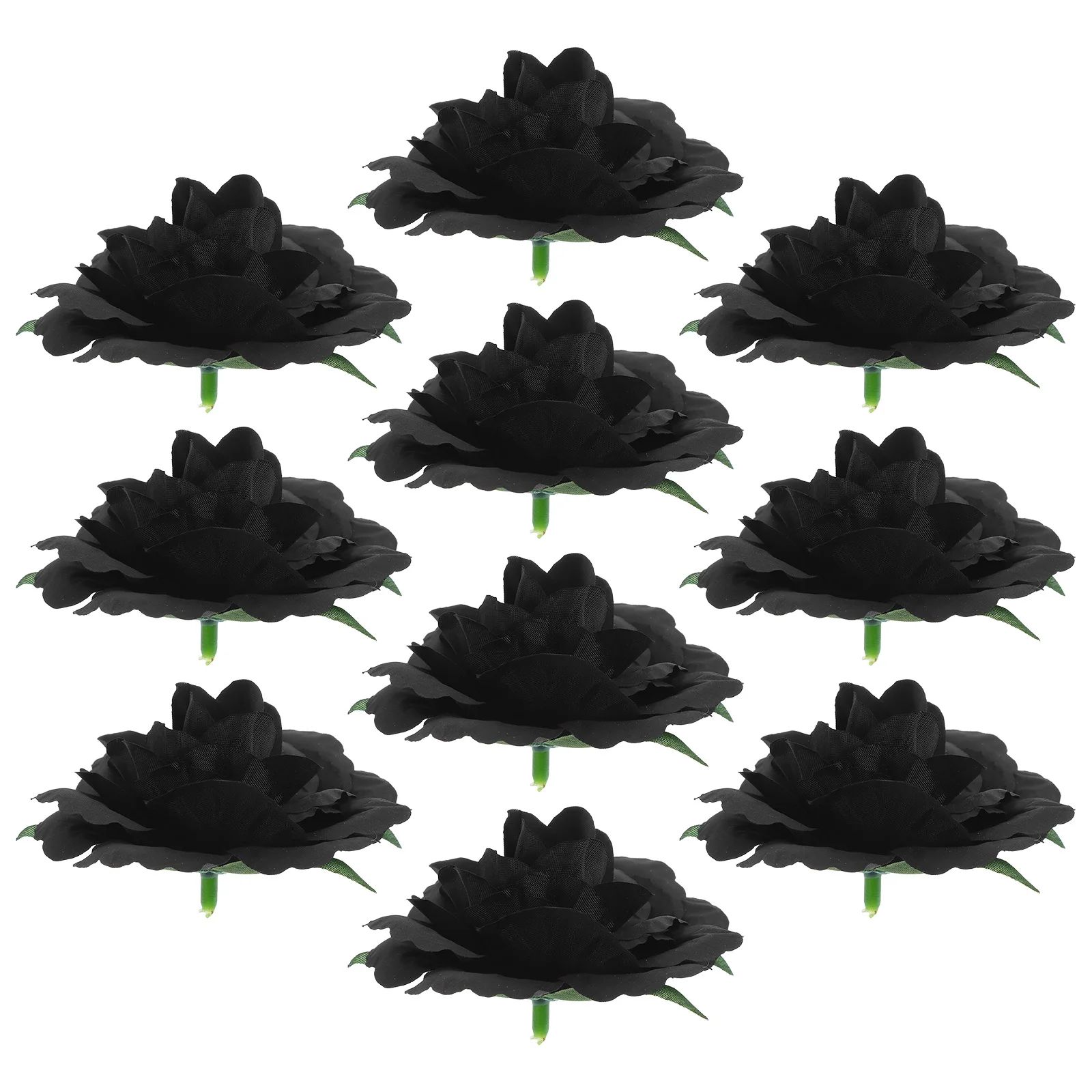 

10pcs Simulated Camellia Flower Heads High Realism Black Faux Flowers for DIY Crafts Wedding Decor Outdoor Fabric Flower Black