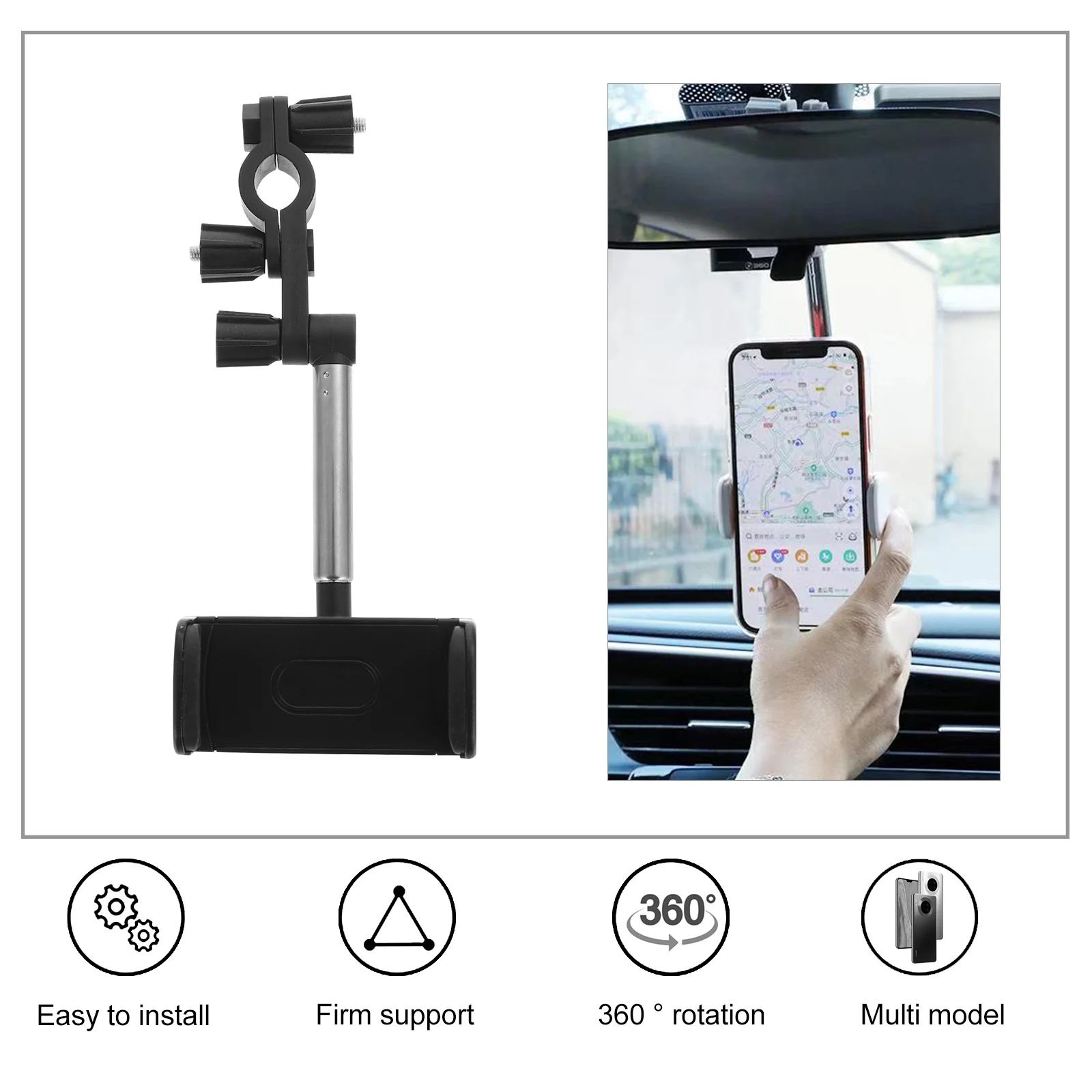 Cell Phone Kickstand Mobile Holder Rear View Camera Mirror Rearview Mount Holders for Cars