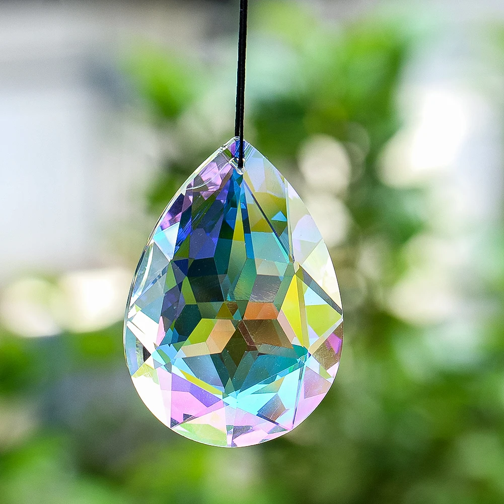 75MM AB water drop zinnia crystal pendant glass prism rainbow maker chandelier accessories garden balcony wedding decoration