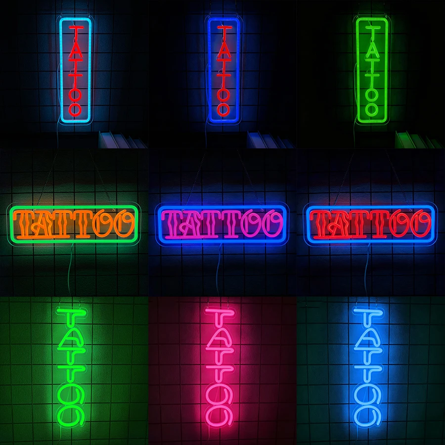Tattoo Neon Sign,Tattoo LED Light Sign for Tattoo Shop Wall Decor,Bedroom,Man Cave,Tattoo Salon,Studio Business Sign,USB Powered