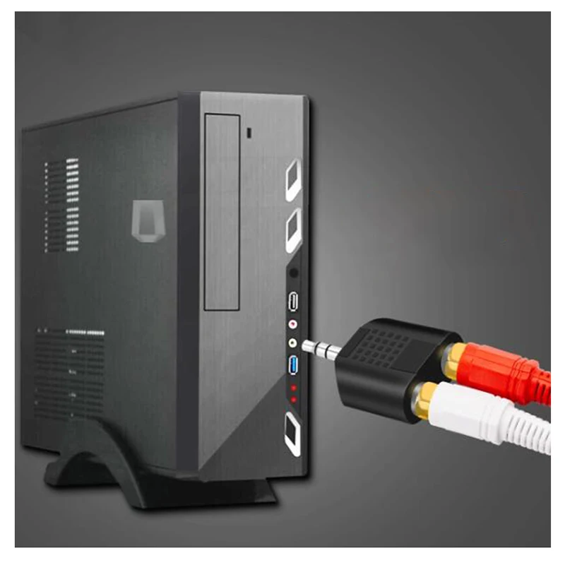 3.5mm Plug Male To 2 RCA Female AUX Audio Adapter Y Type Splitter Connector For Earphone Stereo Headphone Computer Speaker A2