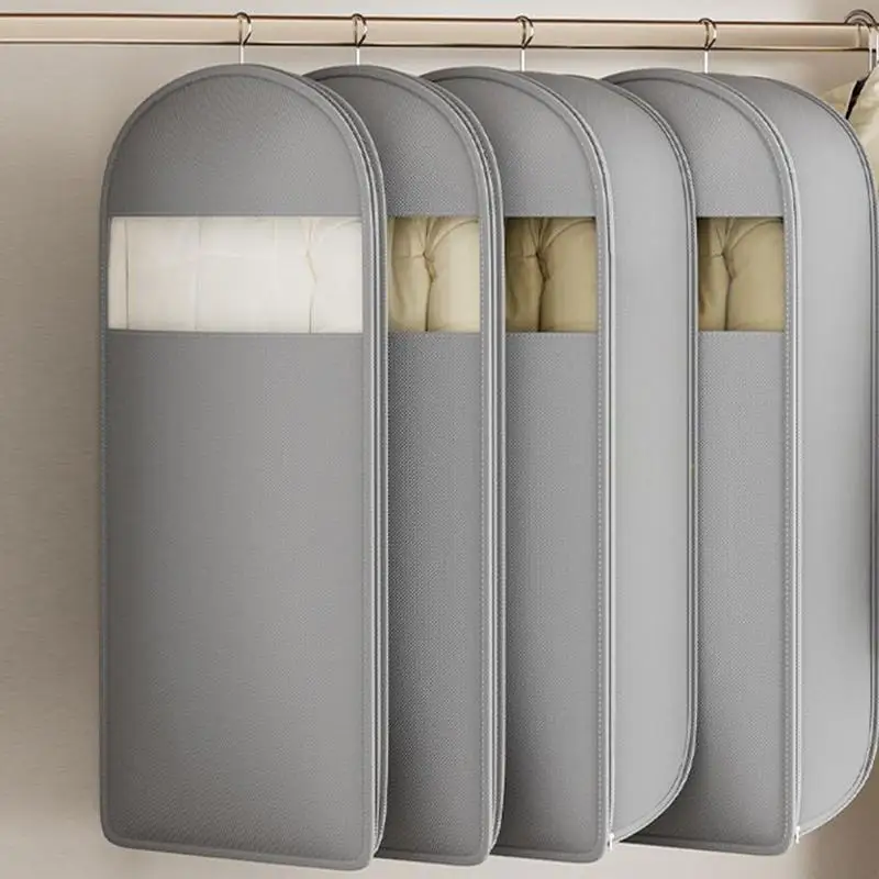 

Clothes Dust Case Garment Suit Coat Organizer Protective Cover with Self-Compression Zipper for Home Wardrobe Storage Bag