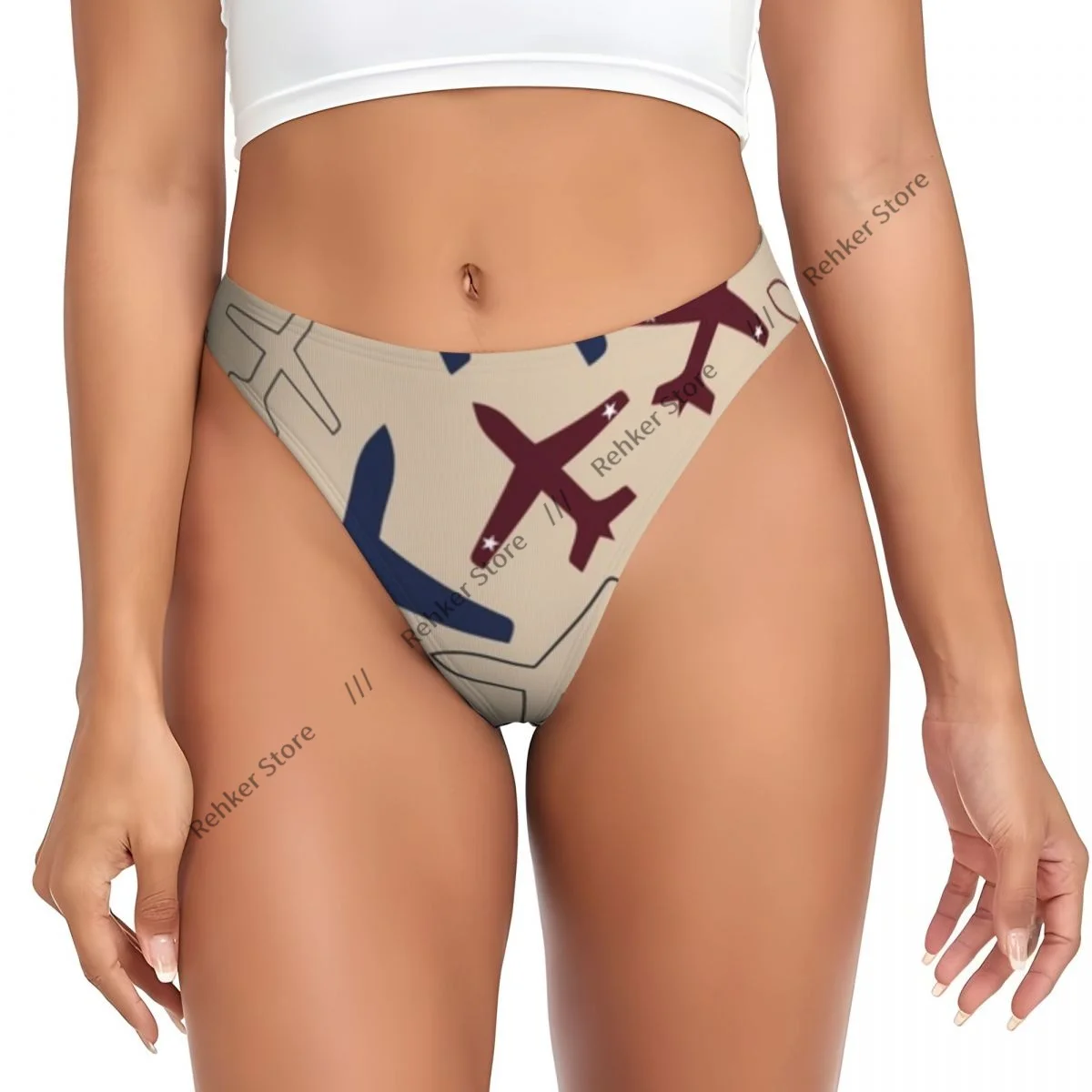 Sexy Women Underwear Airplane Plane Flying Travel Transport Background Thong Panties G-string