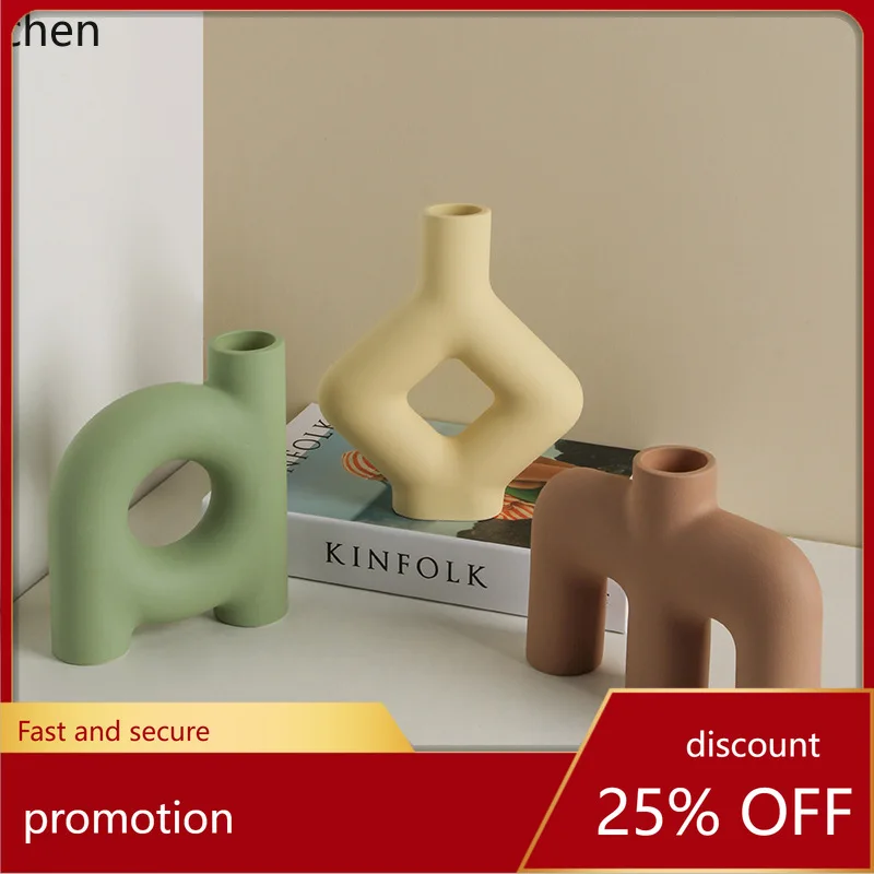 

YFY Creative Abstract Geometric Ceramic Vase, High-end Decorative Piece for Home Living Room Decoration, Tabletop Flower Vase