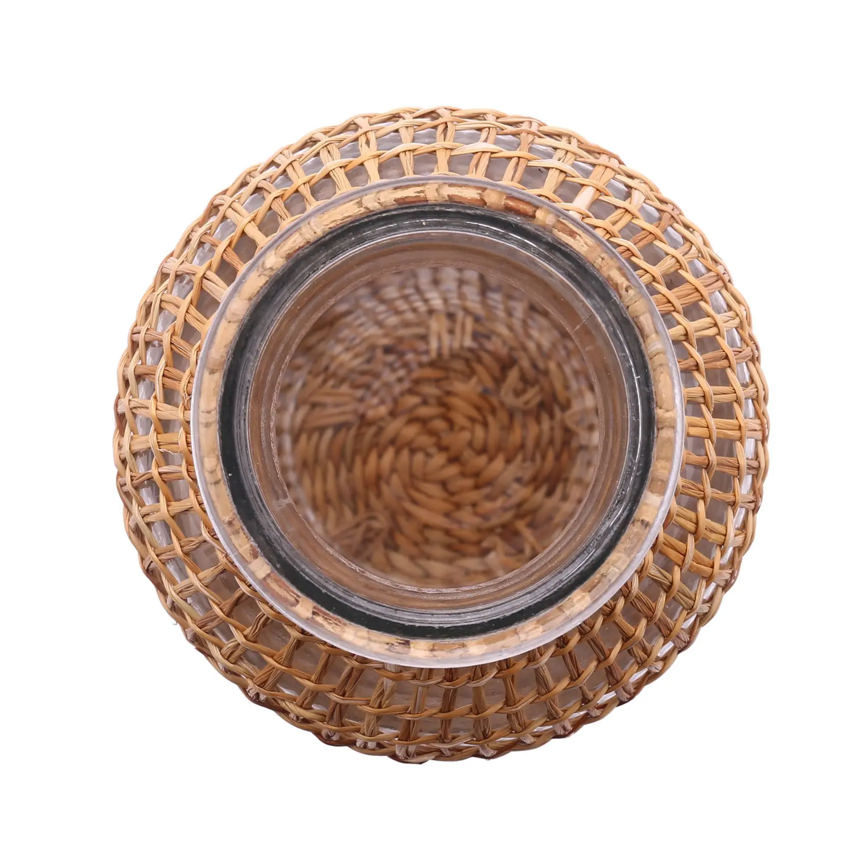 2X Straw Glass Flower Vase Japanese Flower Pot In The Nordic Contracted Creative Flower Basket To Water Plants -L