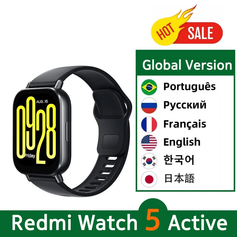 �y�Z�[�����z�V�����O���[�o���o�[�W���� Xiaomi Redmi Watch 5 �A�N�e�B�u�X�}�[�g�E�H�b�` 2 "�f�B�X�v���C Bluetooth �ʘb 140+ �X�|�[�c���[�h 5ATM �h��