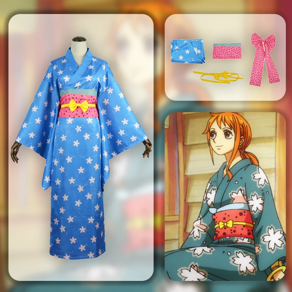 Anime Nami Cosplay Traje para Meninas, Fantasia Yukata Acessórios, Fato de Carnaval Halloween, Fato Feminino Adulto, Roupas, Peça Cos