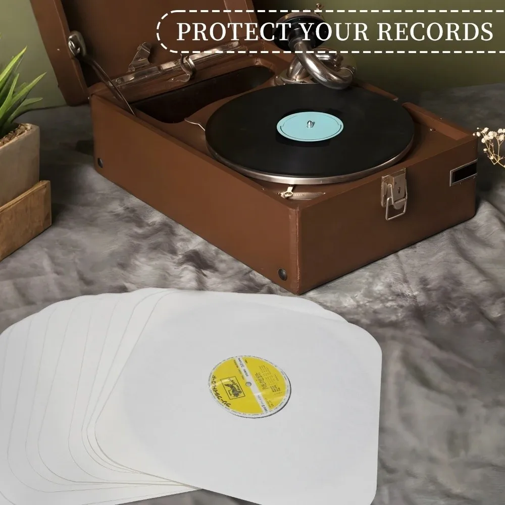 7/10/12 Inch Vinyl Record Sleeves Center Hole Round Corner Kraft Paper Bags Anti-static with Poly-lined Album Covers