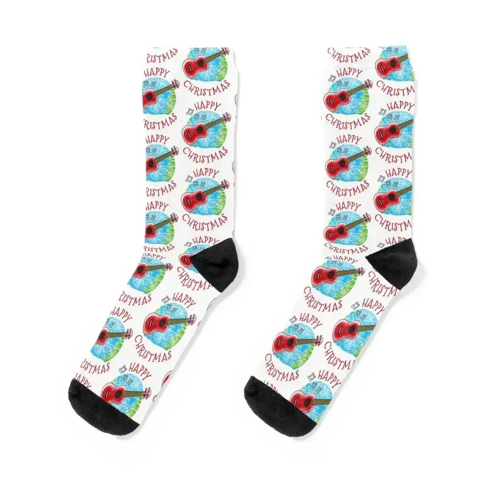 Christmas Ukulele Ukulelist Musician Xmas 2022 Socks gift Run new in's fashionable Women Socks Men's