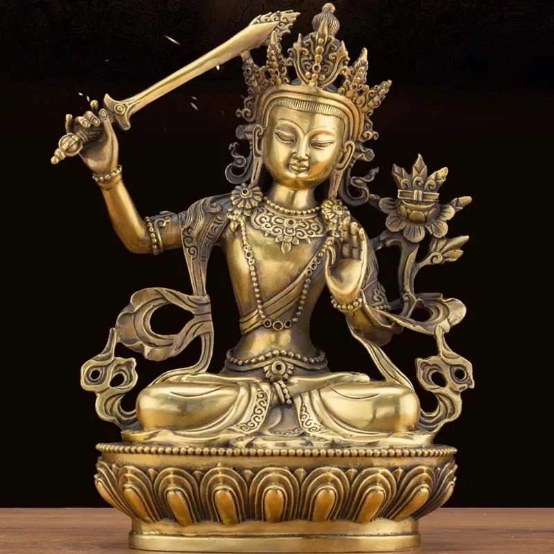 

LARGE GOOD Wholesale buddha statue Asia Buddhism brass Tantra Manjusri Guan yin Bodhisattva HOME talisman