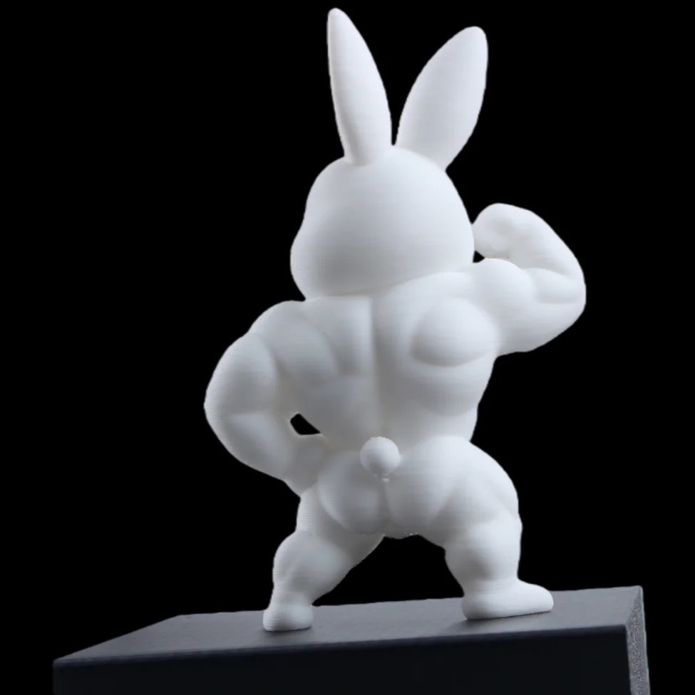 A rabbit statue that loves exercising, suitable for use as a decoration in a gym or on a car