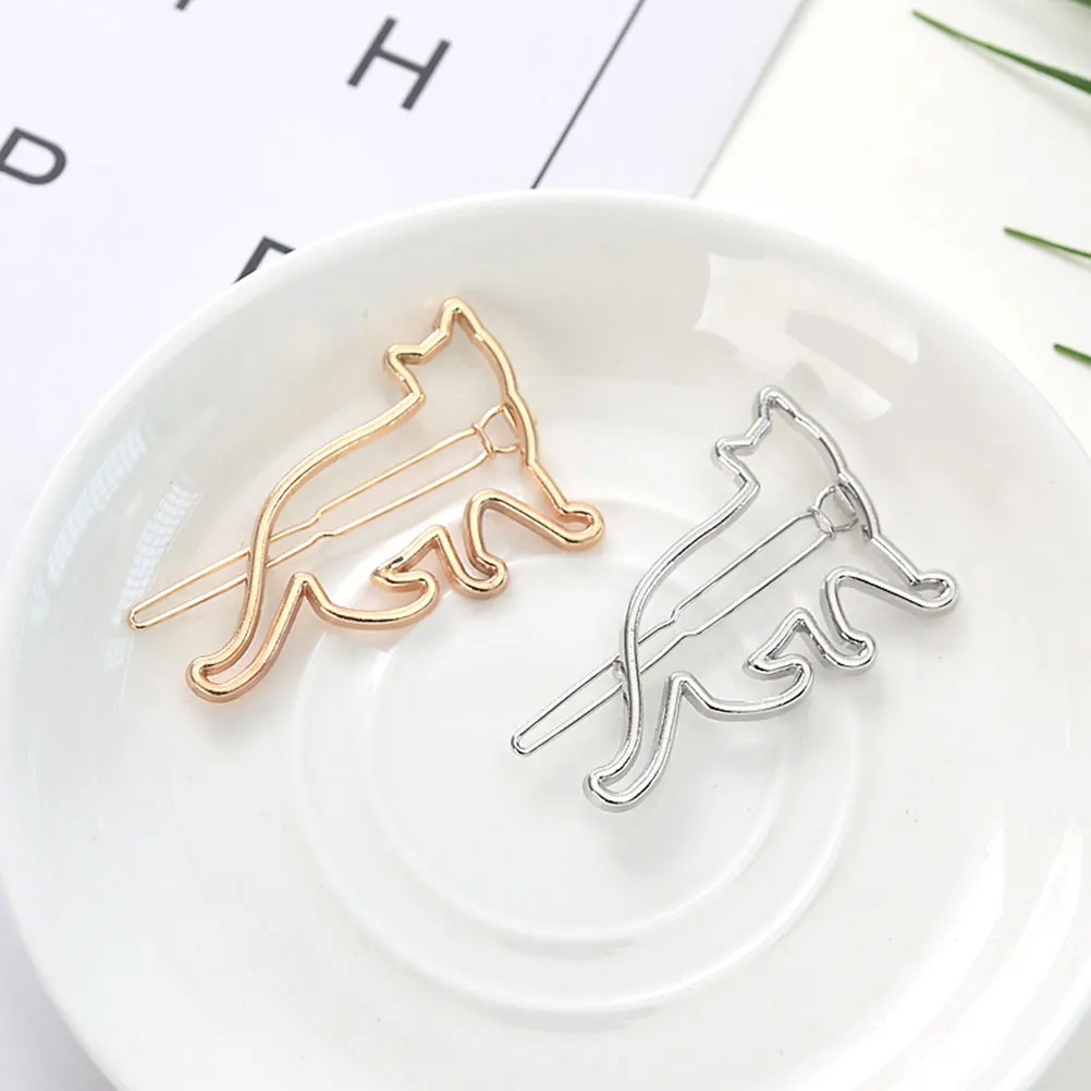 

4pcs Cat Shaped Metal Clips For Women Girls Golden Silver Pearl Durable Stylish Cute Long Lasting Accessories Elegant Gift Cat
