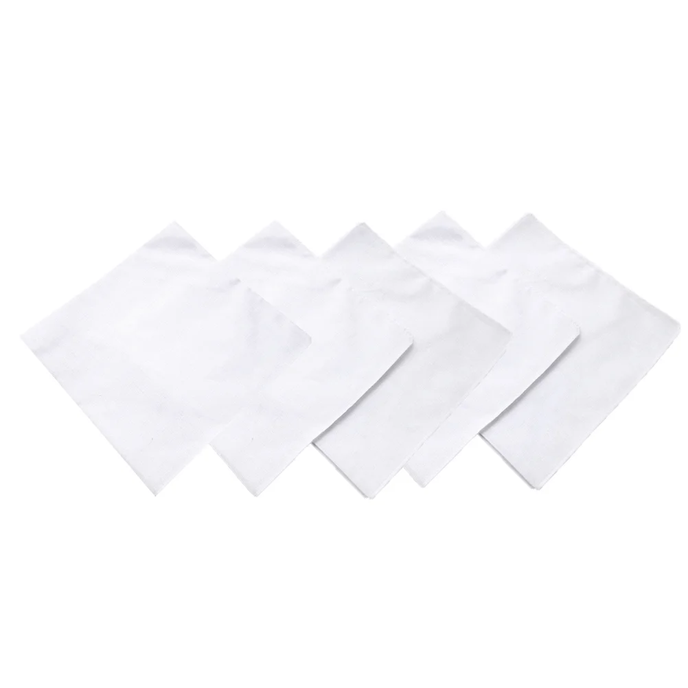 Mouchoir en pur coton pour travaux manuels, accessoire blanc, 5 pièces