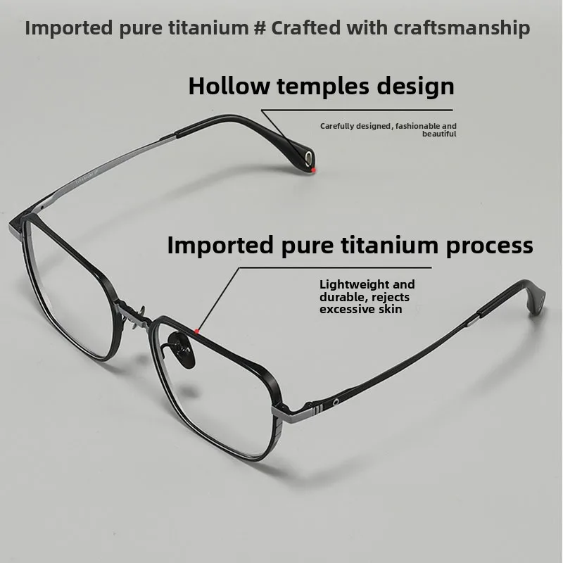 Elite Business Large Face Exclusive Large Frame Wide Pure Titanium Myopia Hyperopia Anti Blue Light Prescription Optical Glasses