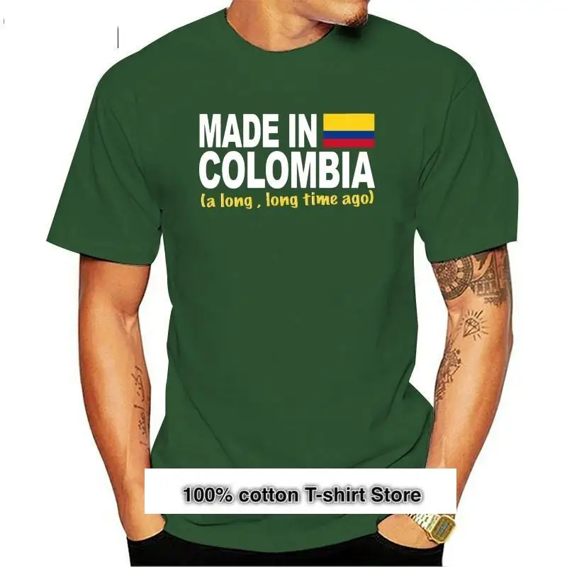 New Camisetas de diseño impresionante para hombres, Camisa de algodón antiarrugas, fresca, hecho en Colombia, hace mucho tiempo,