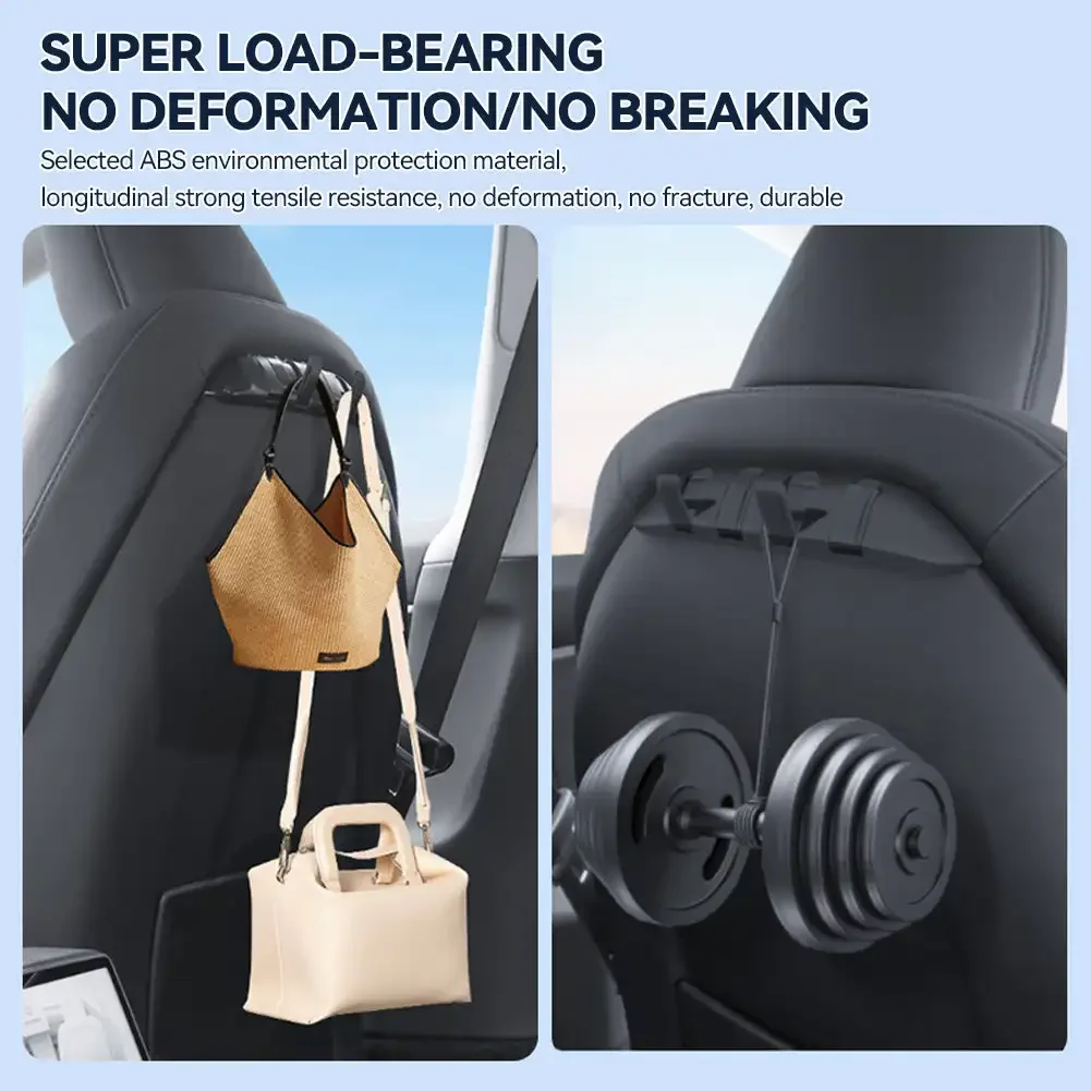 For Tesla Model 3 Y Hidden Hooks 1Pc Seat Backrest Hook Front Seat Hanger ABS Storage Rack New Black Car Accessories