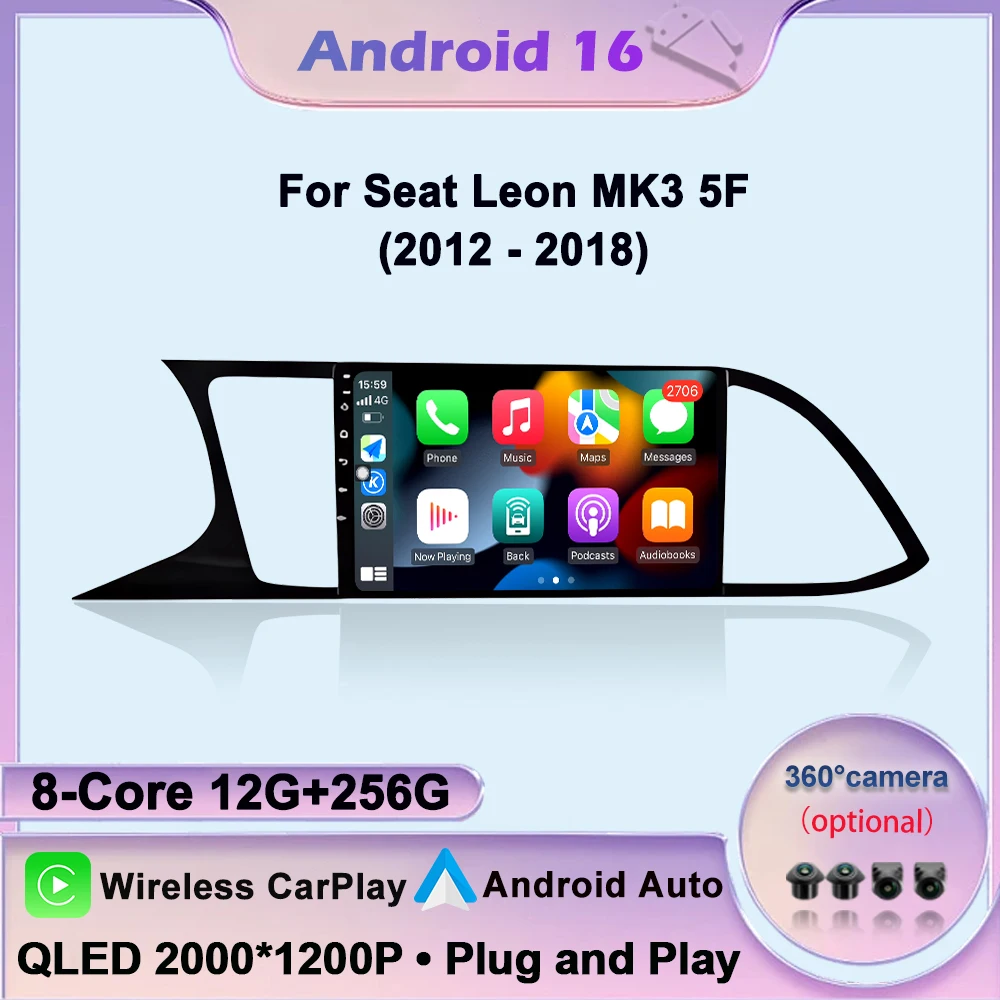 Android Auto pour Seat Leon MK3 5F 2012-2018 Autoradio Lecteur Multimédia Carplay GPS Navi DSP