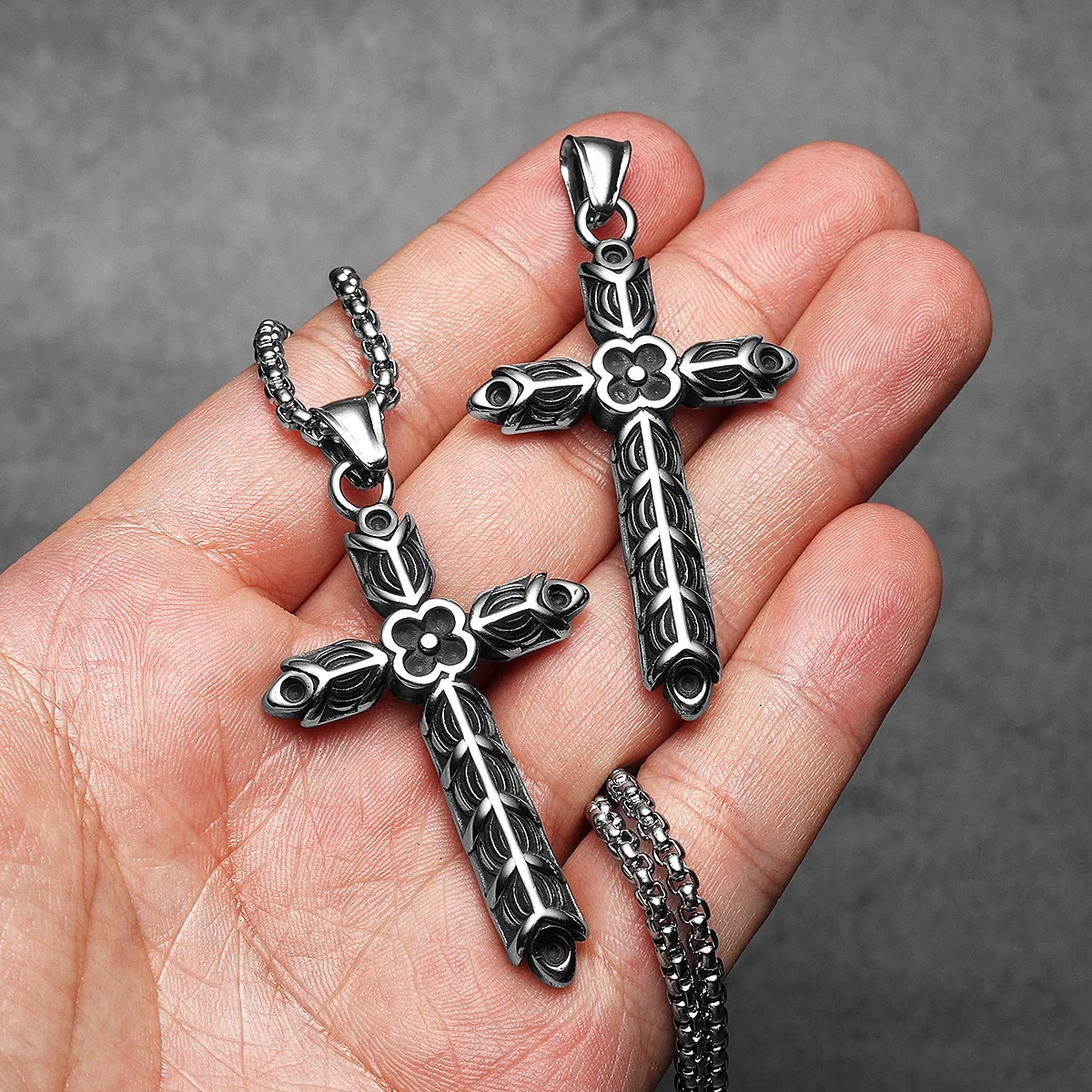 Carving Cross Men Necklaces Stainless Steel Pendant Chain Women Fashion Unique Jewelry Punk New In Accessories Gifts Wholesale