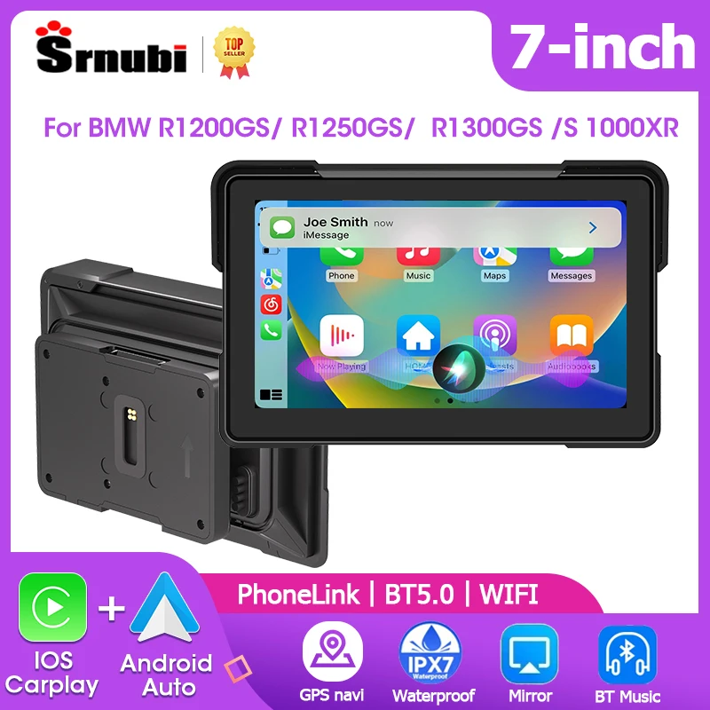 

Srnubi 7" Motorcycle Carplay Screen For BMW R1200GS/ R1250GS/ R1300GS /S1000XR Android Auto Mirror-link GPS Motorcycle Navigator