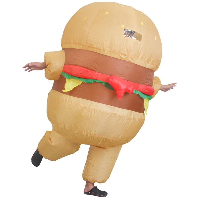 Erwachsene Unisex Hamburger Chef Aufblasbare Kostüm Set Rolle Spielen Kleidung Maskerade Für Halloween Karneval Party Bühne Requisiten Anzug