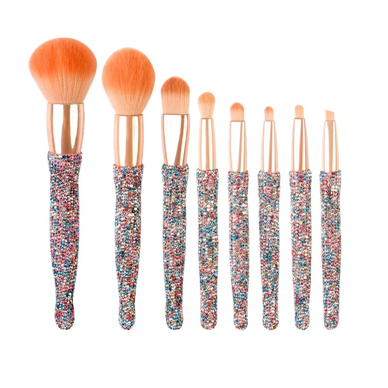 Makeup Brushes Set Professional Luxury Diamond Makeup Eyeshadow Blush Foundation 8 Pcs Brush Holder For Make-up