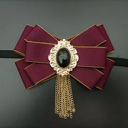 Retro Tassel Rhinestone Bow Tie for Men's Business Banquet Wedding Host Formal Suit Brooch Original Handmade Jewelry Accessories