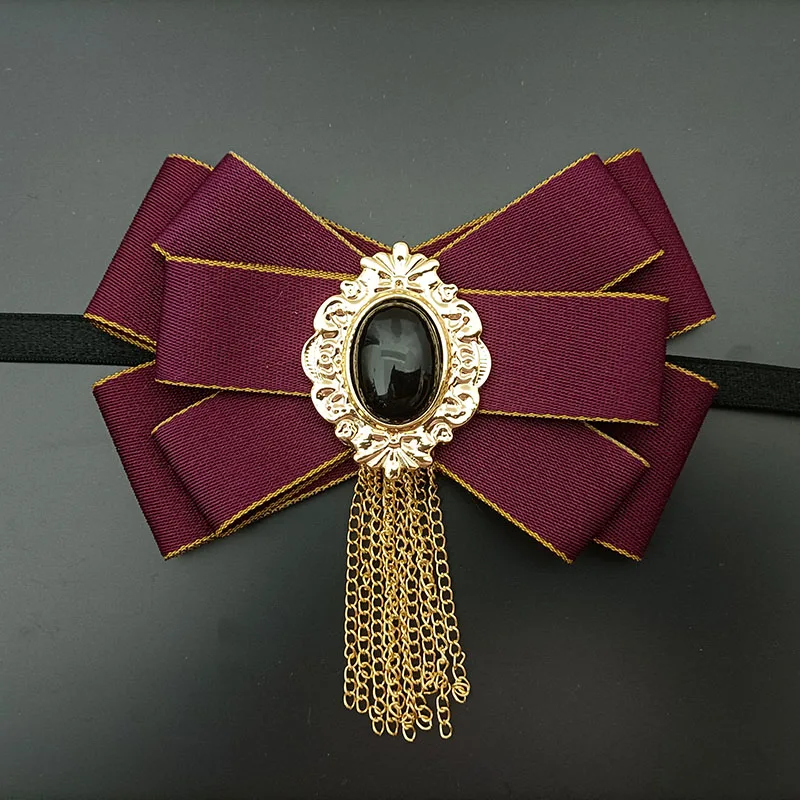 BowTie Retro Tassel Rhinestone for Men's Business Banquet Wedding Host Suit Accessories Original Handmade Jewelry Collar Flowers