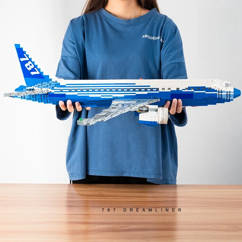 

787 Aircraft Building Blocks Kit Creative Technical MOC Assembly Bricks Desktop Decoration STEM Toys Holiday Family Gift