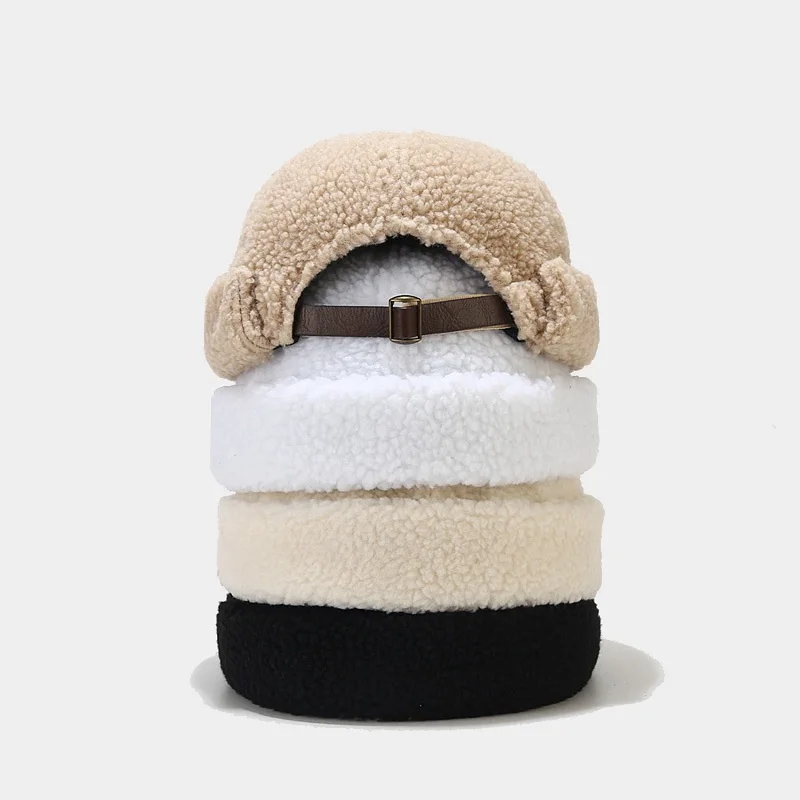 New Beanie Lamb Wool Simple Solid Colour Landlord Cap Men Women Warm Hats Japanese Melon Skin Cap Mens Cap