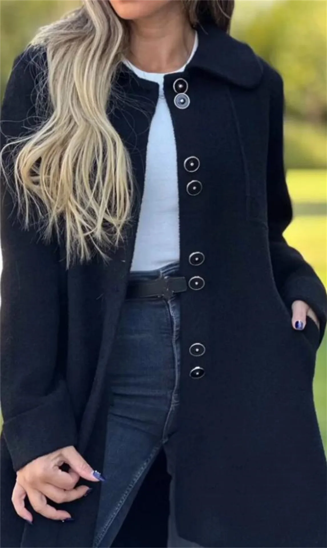 2024 Autumn Winter Fashion Women New British Long Sleeve Cardigan Sweater Solid Color Button Coat Elegant Pocket Loose Outwear