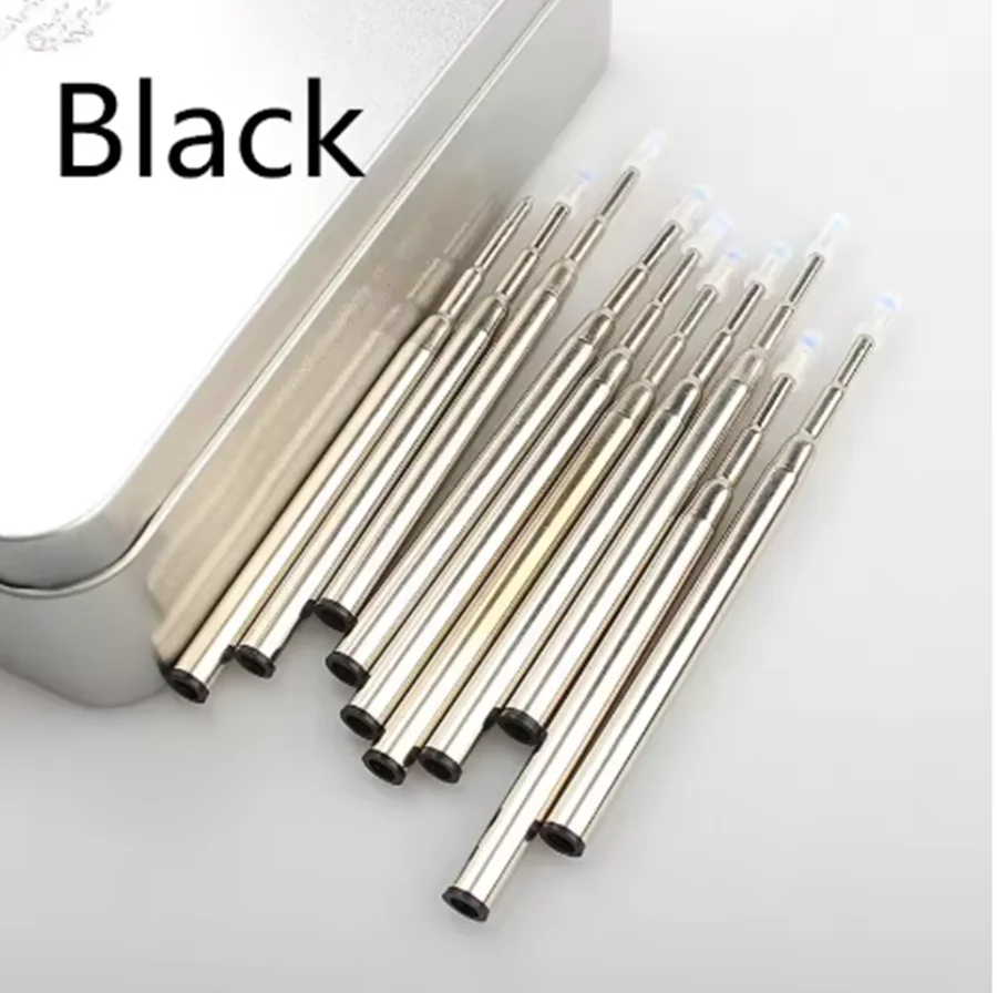 Recharge de stylo à bille pour l\'écriture scolaire et de bureau, stylos à bille à encre bleue et noire, papeterie, 0.7 plumes, 10 pièces