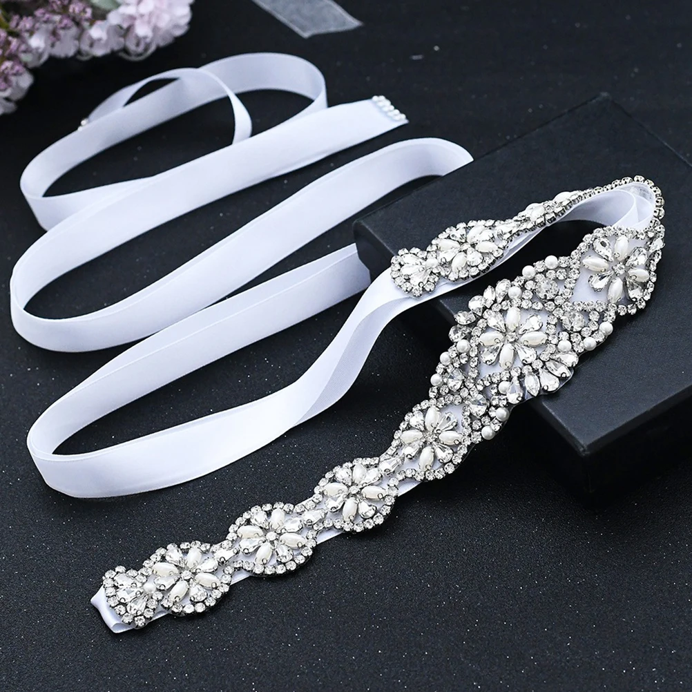 

Sparkling Rhinestone Bridal Sash Adjustable Wedding Dress Accessory Rhinestone Ribbon Belt For Women Dazzling Wedding Belt