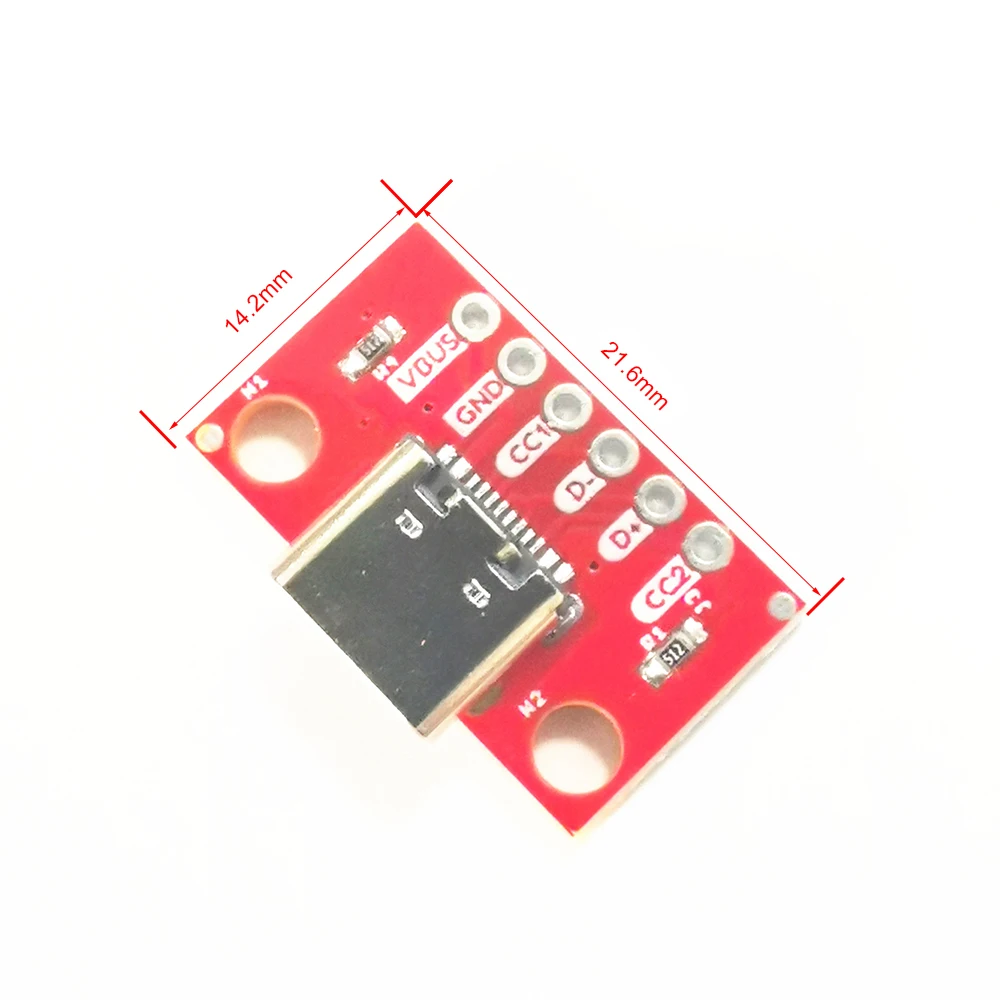 5PCS USB Type C Connector Board 3.1 Serial Basic Breakout Female Connector Breakout Board Red Adapter Board With Row Needles