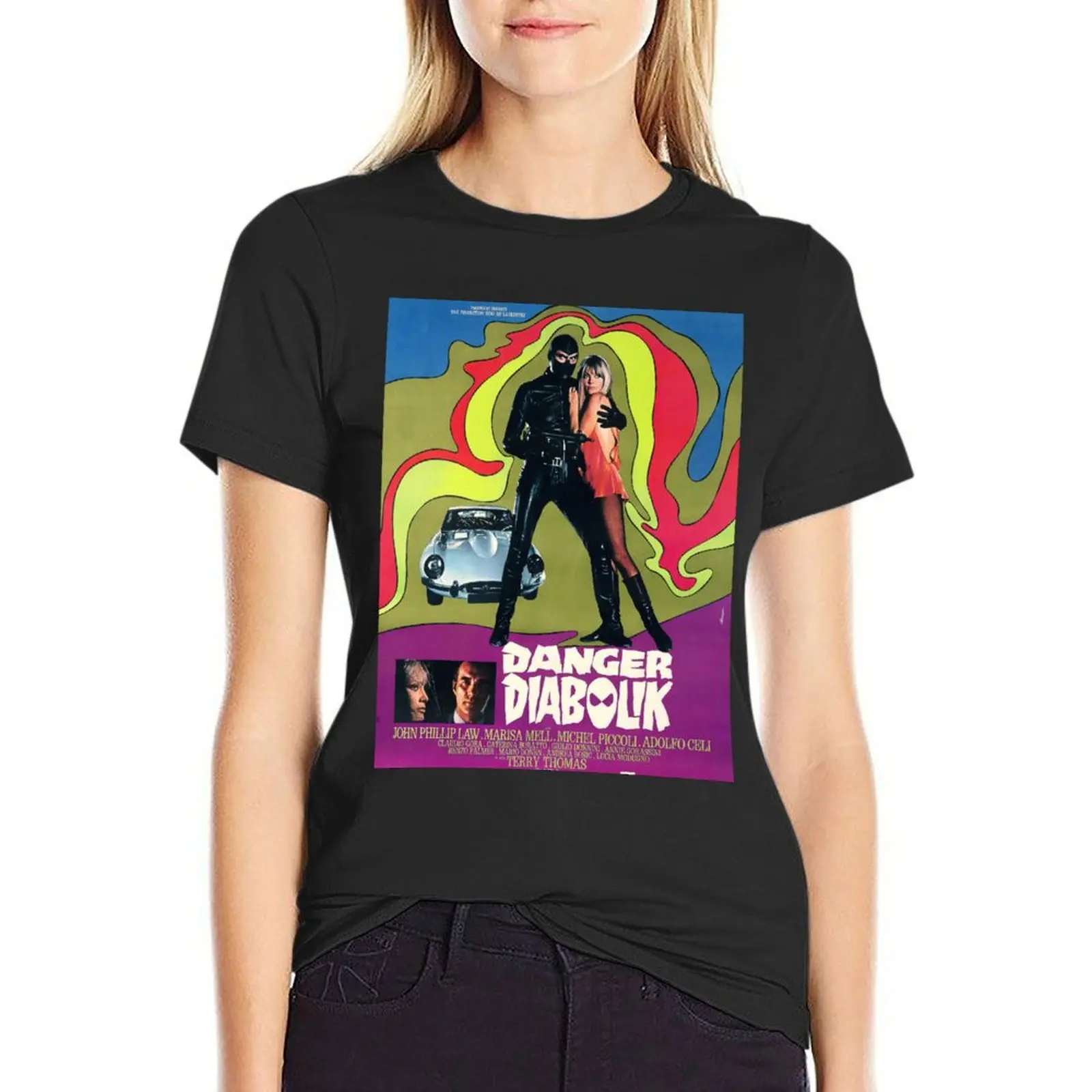 

Danger Diabolik - 1968 Vintage Movie Poster T-Shirt anime tees customs aesthetic clothes funny t shirts for Women