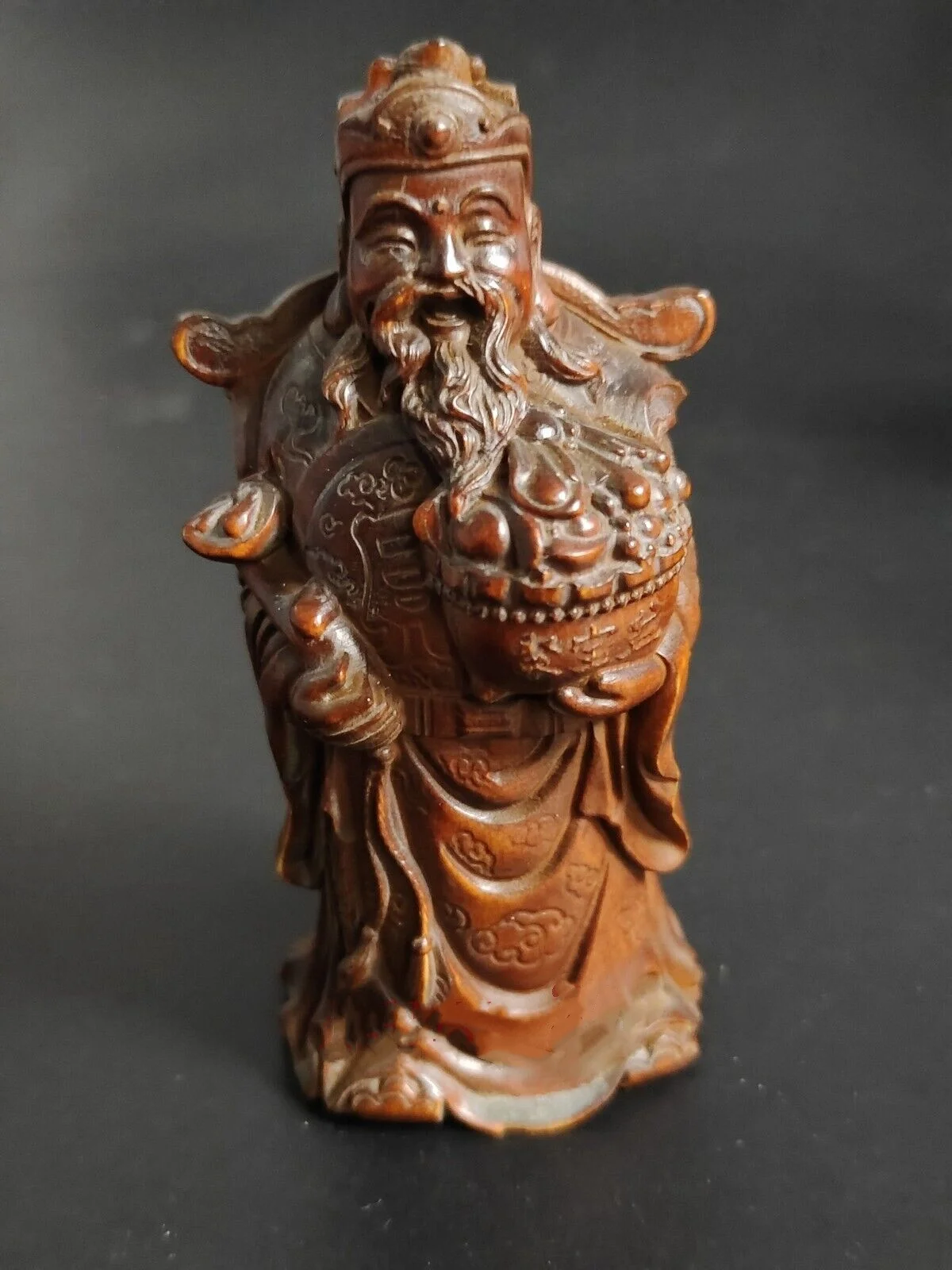 Japanese boxwood hand carved Buddha Figure Statue old desk Decoration Collection