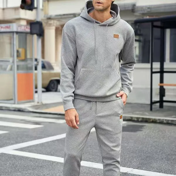 

Мужские комплекты, спортивные толстовки из двух предметов с капюшоном, толстовки, брюки до щиколотки, свободные повседневные карманы, 2025 г., сращенные лоскутные весенние комплекты