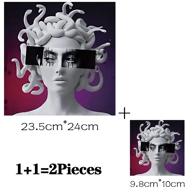 2Pcs/Lot Medusa Greek Mythology Heat Thermal Transfers Adhesive Patches For Clothes Iron On Fusible Women T Shirt Stickers DIY