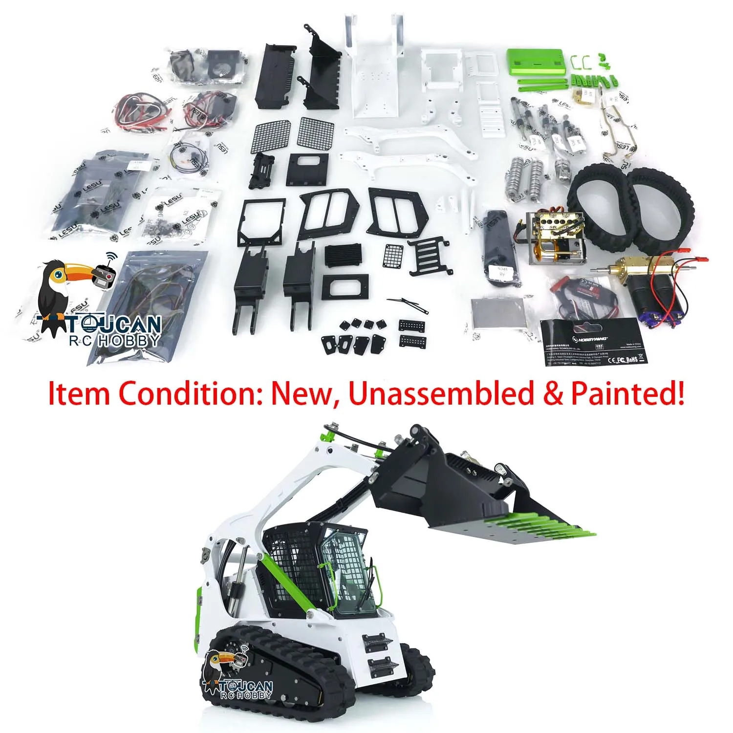 LESU Aoue LT5 RC cargador hidráulico KIT pintado escala 1/14 Skid-Steer coche con orugas vehículo de construcción sonido ligero modelo THZH1352