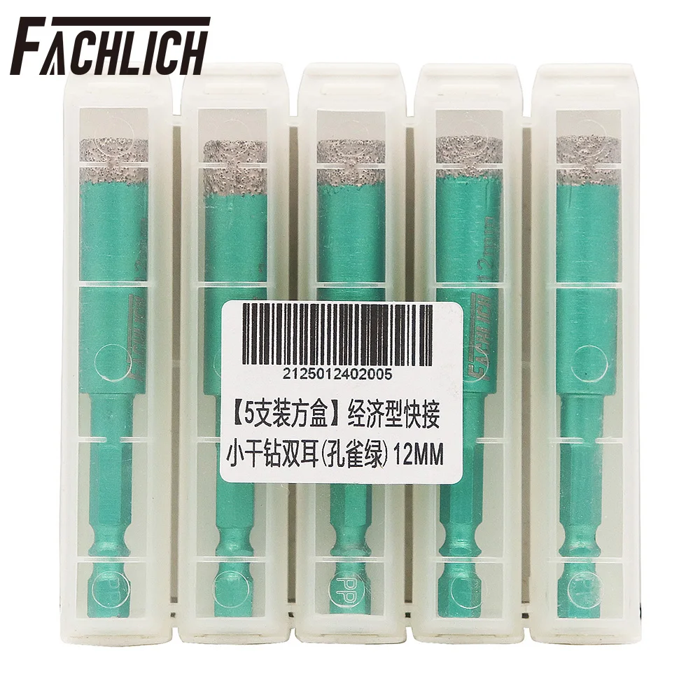 FACHLICH 5pcs/box 12mm Quick Fit Hex Shank Daimond Drill Bits Granite Marble Tile Hand Tools Dry Drilling Hole Saw Core Bits