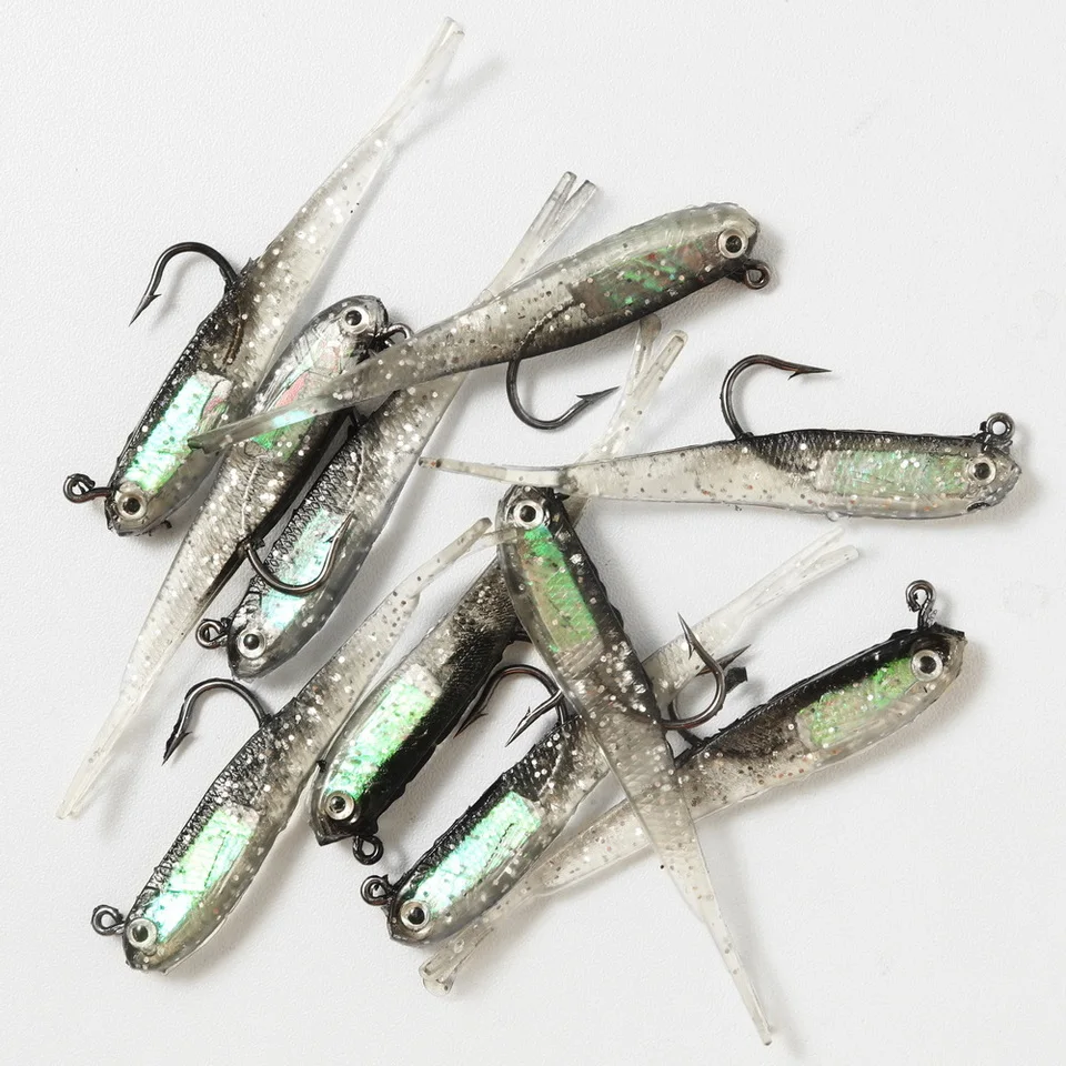 3 stücke Weicher Köder Shad Schwanz 70mm Mit Haken Fisch Künstliche Silikon Fisch Gabel Schwanz Wels Köder Angelgerät multi-Farbe – Detail 1