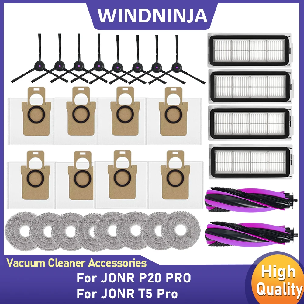 

For JONR T5 Pro Main Side Brush for JONR P20 PRO Dust Bag Parts Robot Vacuum Cleaner Hepa Filter Mop Cloths Parts Replacement