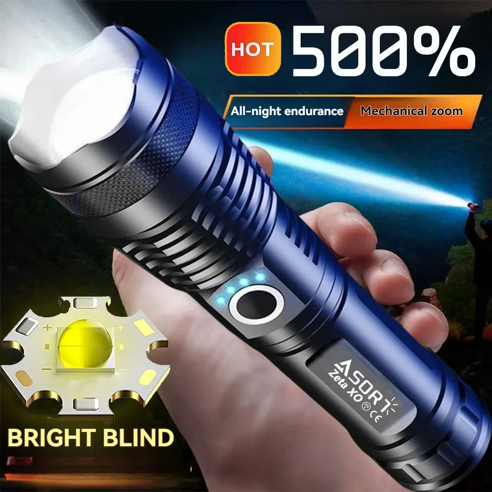 

Most Powerful Flashlights High Power XHP70 LED Super Bright Torch USB Rechargeable Zoomable Lantern for Camping Hunting 26650