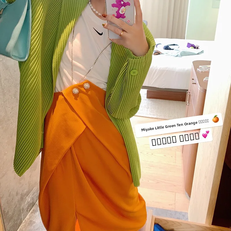 

Vimas Spring Color Ultra White Special Proc Tee Zhai Personal Crease Suit Women's Faionable Slim Fit Polyester Long Sl...