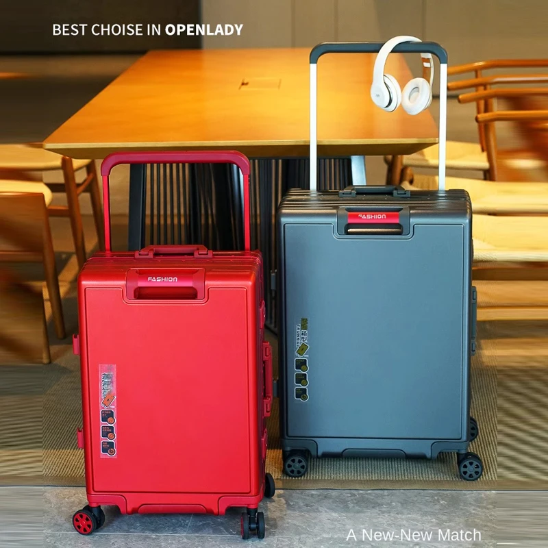 New Suitcase 26 inch Large Capacity Wide Trolley Aluminum Frame 20“ Travel Boarding Box Student Lightweight Mute Universal Wheel