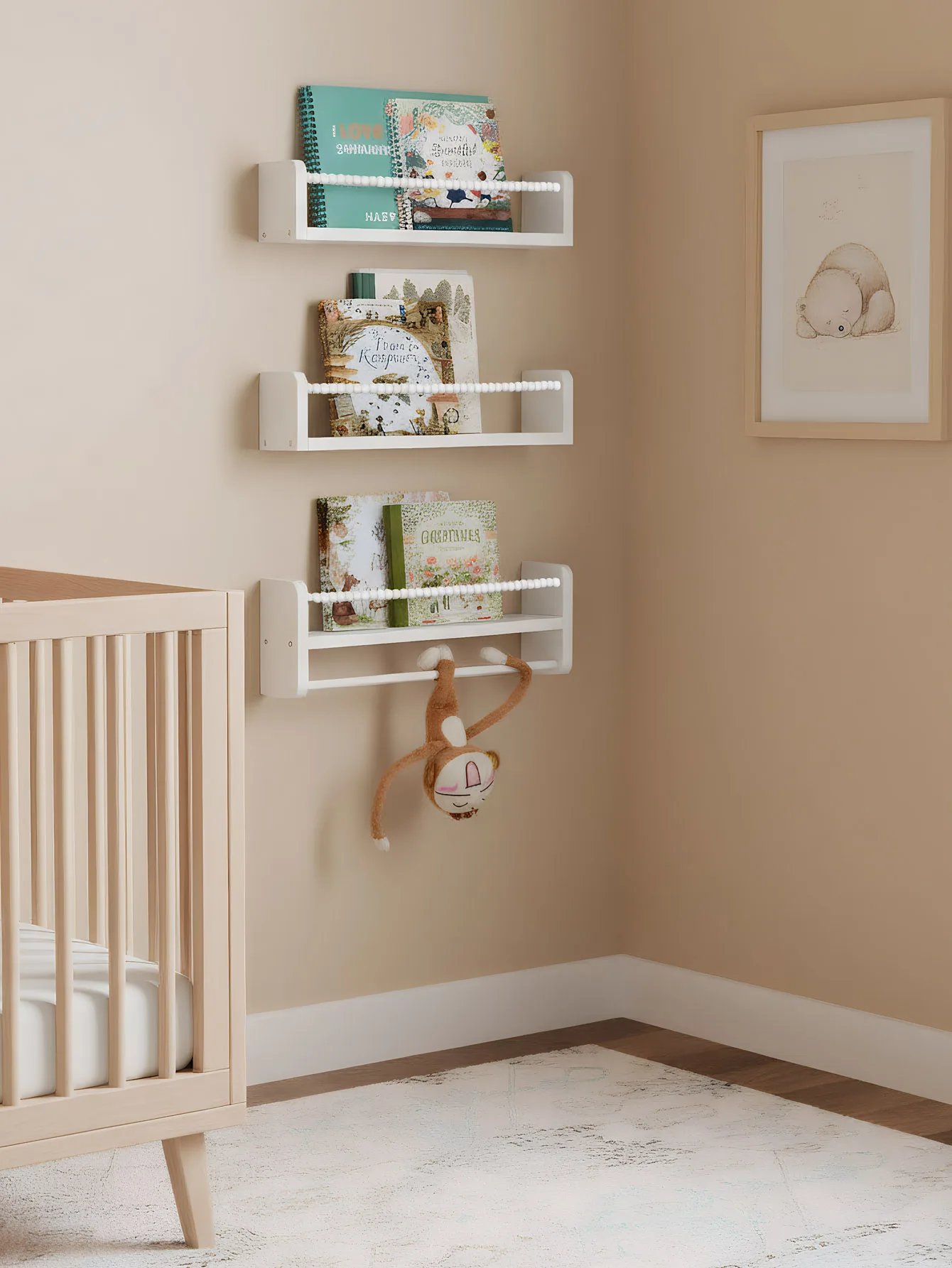 Floating Shelves, Wall Bookshelves and Nursery Floating Shelves Wood Construction - Ideal for Nursery Decor, Kids Room