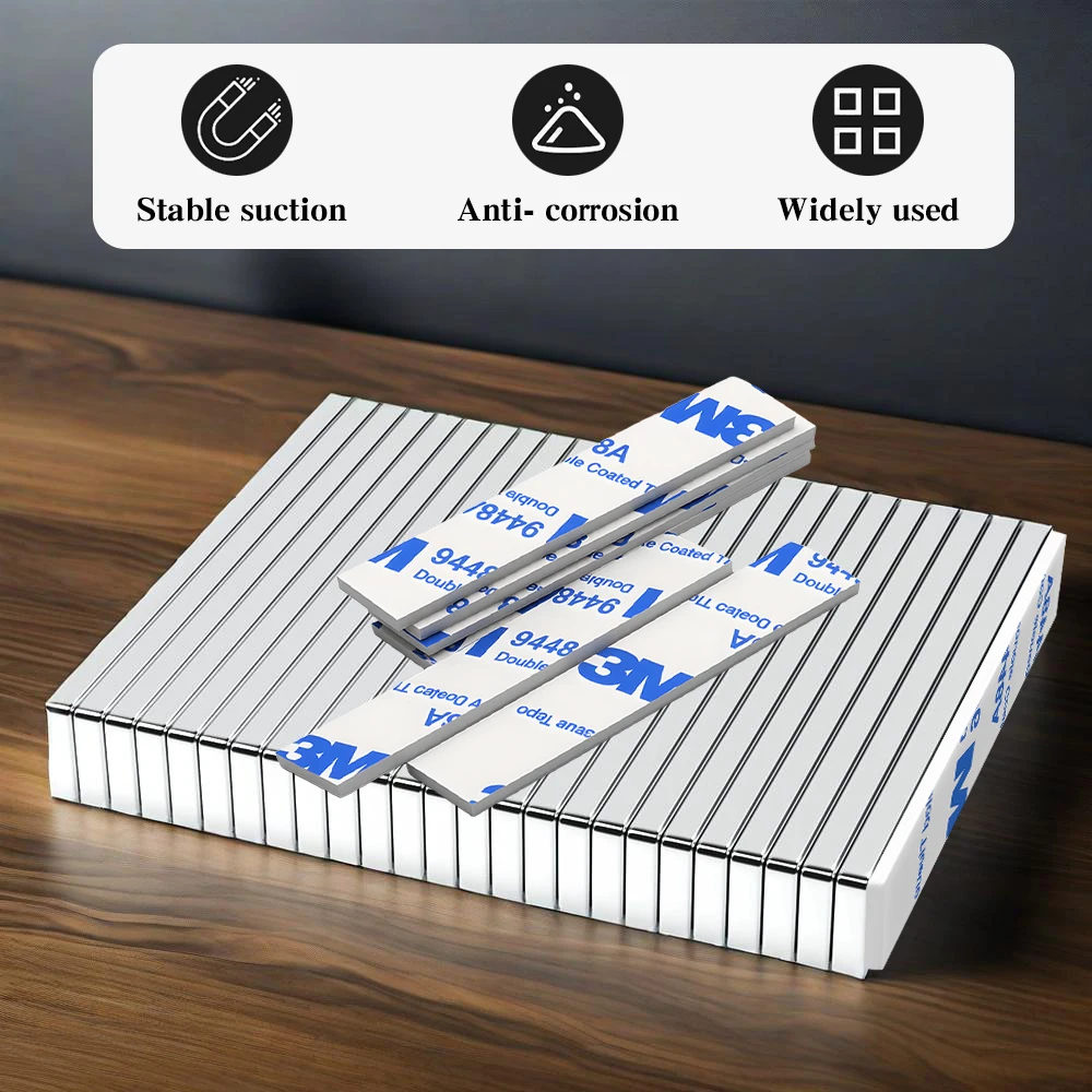 60x10x3mm  Super Powerful Block Neodymium Magnet  With double-sided adhesive Magnet N35 Strong Permanent Magnetic imanes